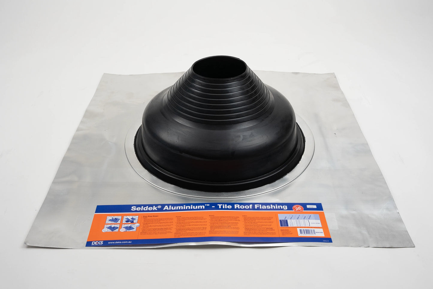 Seldek Aluminium Rubber Roof Flashing 160 - 300mm Black EPDM (SDA103B)