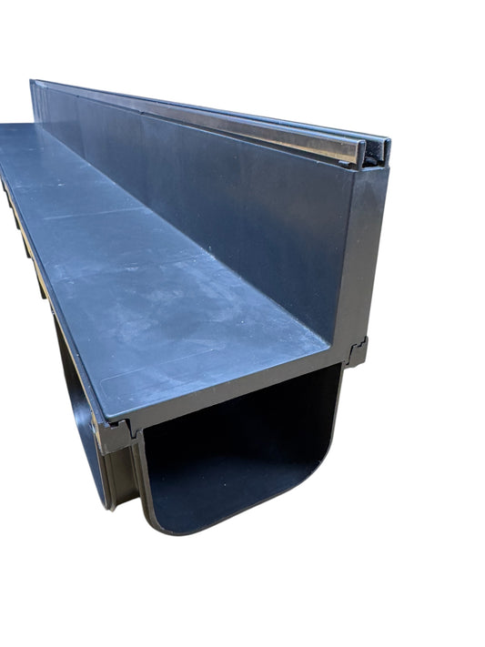 NEW - DekDrain Edge Slot Channel Drainage 1 Metre (87mm-50mm) Plastic / Plastic  - Stainless steel Edge